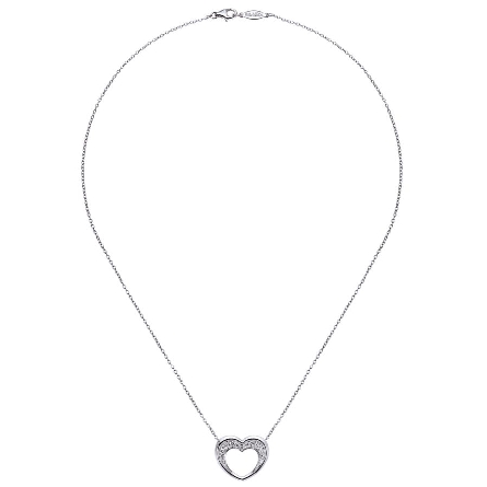 Sterling Silver 18inch Open Pave Top Heart Necklace w/Diams=.17ctw #NK4047SV5JJ (S307099)