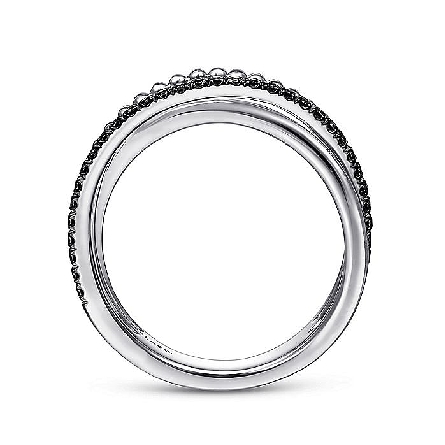 Sterling Silver Gabriel Bujukan Criss Cross Ring w/Black Spinel=.31ctw #LR51721SVJBS (S1703750)