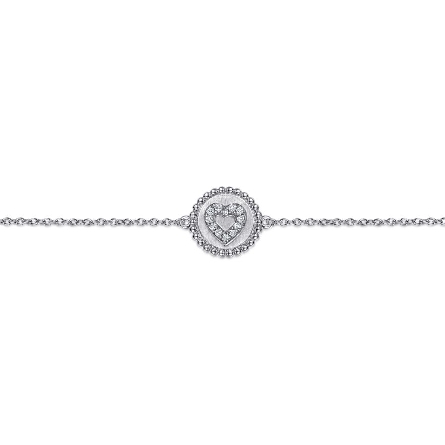 Sterling Silver Gabriel 6.5-7inch Bujukan Disc Heart Bracelet w/Diams=.05ctw #TB4645SV5JJ (S1652342)