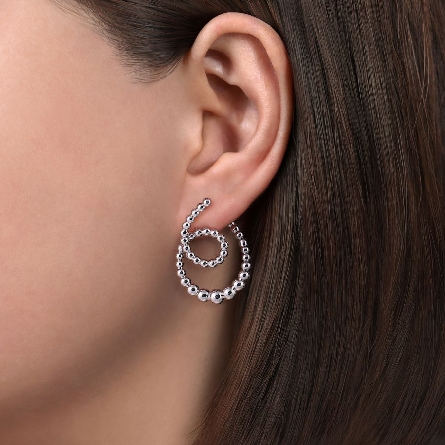 Sterling Silver Gabriel Bujukan 30x21.6mm Beaded Swirl Earrings #EG14435SVJJJ (S1652108)