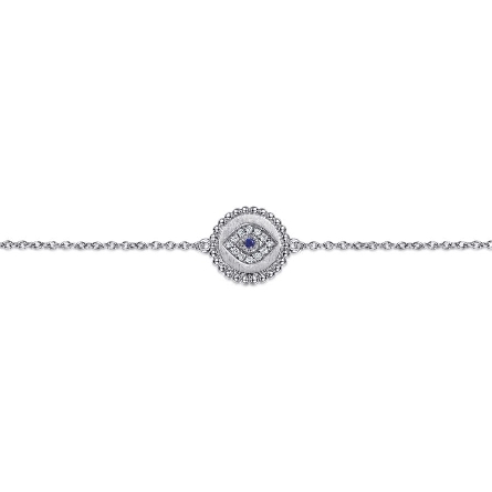 Sterling Silver Gabriel 6.5-7inch Bujukan Disc Evil Eye Bracelet w/Sapphire=.02ct and Diams=.05ctw #TB4649SV5SB (S1783814)