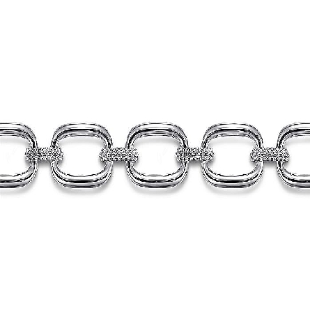 Sterling Silver Gabriel  Bujukan and Cushion Shaped Links 7inch Bracelet #TB4960SVJJJ (S1800667)