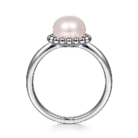 Sterling Silver Gabriel Bujukan Beaded Halo Ring w/Cultured Fresh Water Pearl Ring Size 6.5 #LR51835SVJPL (S1838476)