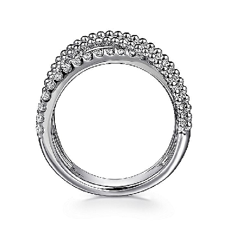 Sterling Silver Gabriel Bujukan Criss Cross Ring w/White Sapphire=.35ctw #	LR52689SVJWS (S1851731)