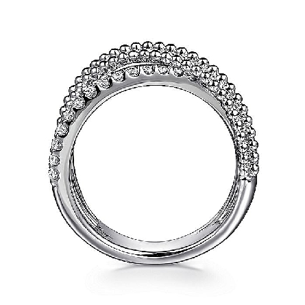 Sterling Silver Gabriel Bujukan Criss Cross Ring w/White Sapphire=.35ctw #	LR52689SVJWS (S1975165)