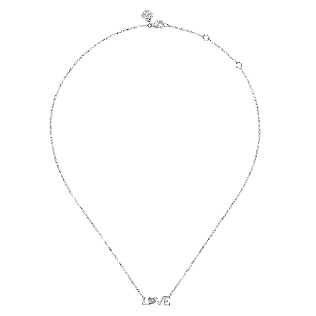 Sterling Silver Gabriel 15.5-17.5inch Bujukan LOVE Pendant Necklace w/Diams=.02ctw SI H-I #NK7919SV5JJ (S2053641)