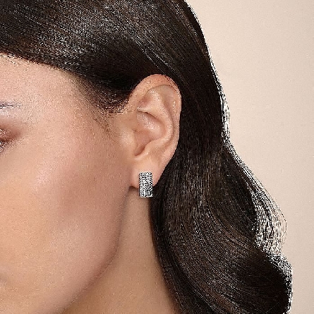 Sterling Silver Gabriel Hampton 15mm Huggie Hoop Earrings w/White Sapphire=.60ctw #EG14993SVJWS (S2032394)