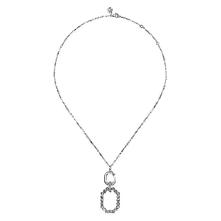 Sterling Silver Gabriel Octagon 15.5-17.5inch Adjustable Necklace w/White Sapphire=.20ctw #NK7597SVJWS (S2030592)