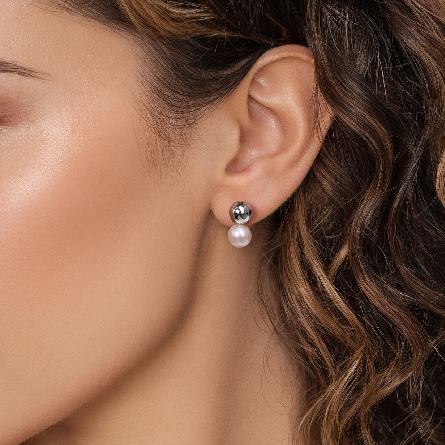 Sterling Silver Gabriel Stud Earrings w/2Fresh Water Pearls =1.59tw #EG15451SVJB(S2118942)