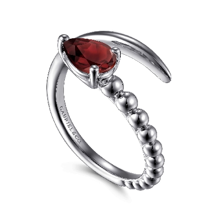 Sterling Silver Gabriel Bujukan Bypass Ring w/Garnet=1.04ctw Size6.5 #LR52863SVJGN (S2118974)