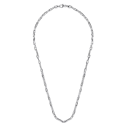 Sterling Silver Mens 22inch Solid Figaro Link Chain Necklace #NKM2155-22SVJJJ (S2118982)