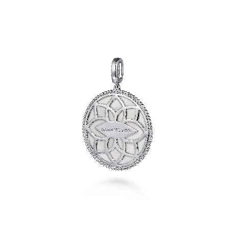 Sterling Silver 28mm Bujukan Compass Pendant w/White Mother of Pearl=7.12ct Sapphire=.20ct and White Sapphire=.33ctw #PT7656SBSVJMC (S2119055)