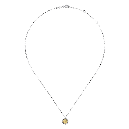 Sterling Silver and 14K Yellow Gold Gabriel Fashion Pendant Buttong Necklace on 15.5-17.5inch Chain #NK6898MZJJJ (S2154296)