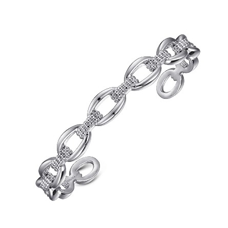 Sterling Silver Gabriel Bujukan 6.25inch Oval Link Cuff Bangle #BG4590-62SVJJJ (S2191080)