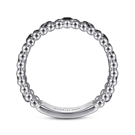 Sterling Silver Gabriel Bujukan Bead Edge 3Row Band w/Black Spinel=.52ctw Size 6.5 #LR51779SVJBS (S2047170)