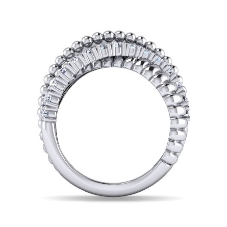 Sterling Silver Gabriel Bujukan Criss Cross Band w/White Sapphire=.76ctw #LR52333SVJWS (S2184274)