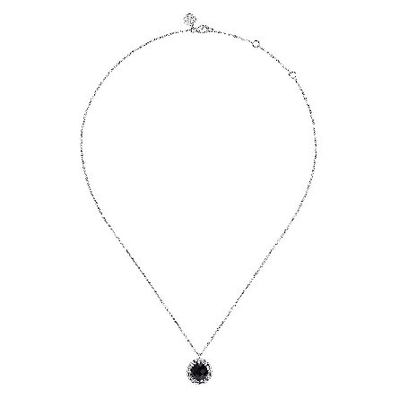 Sterling Silver Gabriel Bujukan 15.5-17.5inch Round Pendant Necklace w/Black Onyx=2.67ct #NK7641SVJOX (S2176874)