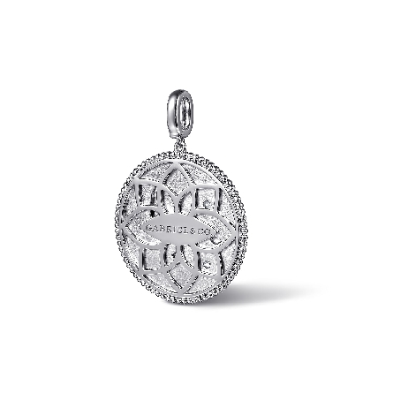 Sterling Silver Gabriel Bujukan Medallion Enhancer Scorpio Pendant (chain not included) w/White Sapphires=.15ctw #PT7588SVJWS (S2176938)