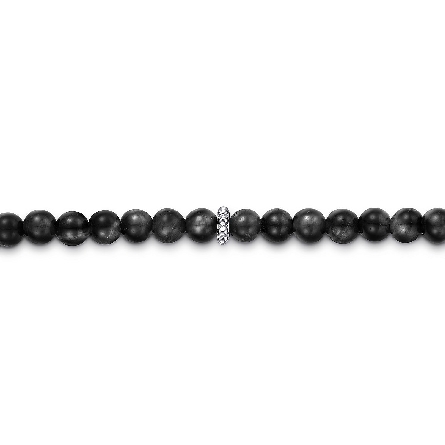Sterling Silver Gabriel Bujukan Black Onyx 4mm Beaded 8inch Bracelet w/Onyx=21.77ctw #TBM4746SVJOX (S2211984)