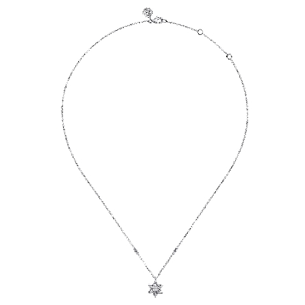 Sterling Silver Gabriel Star of David Necklace w/Diams=.04ctw SI2 H-I 15.5-17.5 inch Adjustable #NK79117SV5JJ (S2211994)