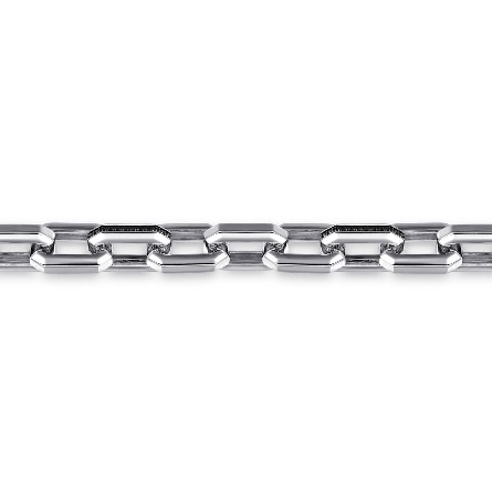 Sterling Silver Mens 8.5inch Modified Oval Link Bracelet w/Black Spinel=.79ctw #TBM4808-85SVJBS (S2211988)