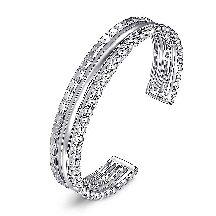 Sterling Silver Gabriel 6.25inch Bujukan and Pyramid Triple Row Bangle #BG4958-62SVJJJ (S1889112)
