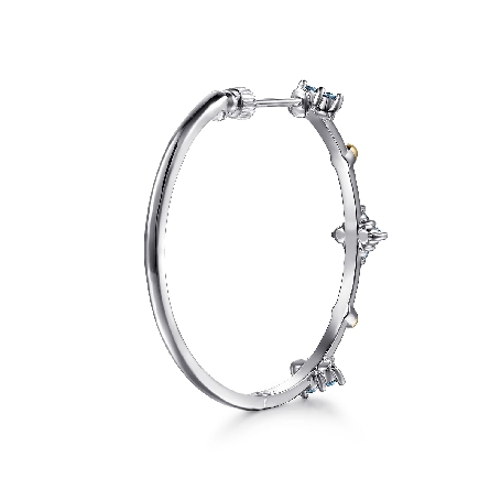 Sterling Silver and 14K Yellow Gold Gabriel Bujukan Hoop Earrings w/London Blue Topaz=1.86tw #EG15453MZJLD (S2191086)
