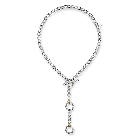 Sterling Silver and 14K Yellow Gold Gabriel 17inch Bujukan Link Toggle Lariat Necklace #NK7784MZJJJ (S2206903)