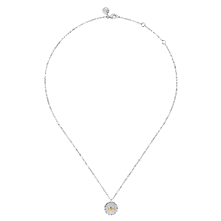 Sterling Silver and 14K Yellow Gold 15.5-17.5inch Bujukan Heart Medallion Pendant Necklace #NK7926MZJJJ (S2204556)