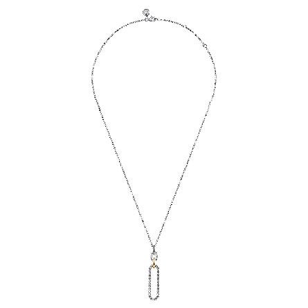 Sterling Silver and 14K Yellow Gold Gabriel Link Pendant 18-20inch Necklace #NK7947-20MZJJJ (S2204197)