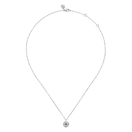 Sterling Silver 15.5-17.5inch Gabriel Bujukan Evil Eye on Disc Pendant w/Sapphire=.02ct and Diams=.05ctw #NK6924SV5SB (S2272007)