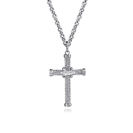 Sterling Silver Gabriel 22inch Twisted Rope Cross Pendant X Center Necklace #NKM2105-22SVJJJ (S2274505)
