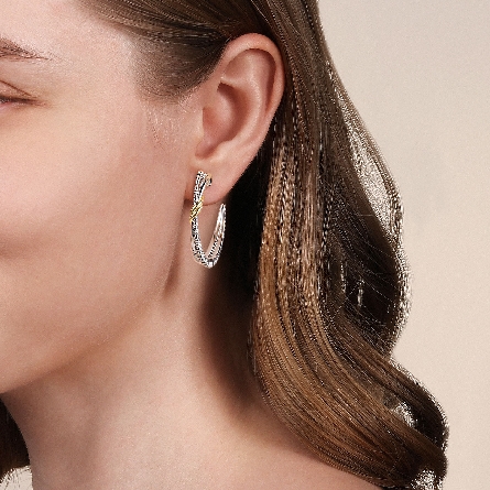 Sterling Silver and 14K Yellow Gold Bujukan Criss Cross J Hoop Earrings #EG15297MZJJJ (S2180032)