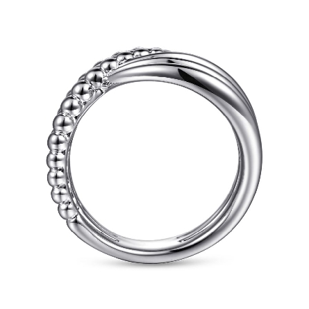 Sterling Silver Gabriel Bujukan Bead 3Row Each Side Bypass Band Size 6.5 #LR52320SVJJJ (S2139266)