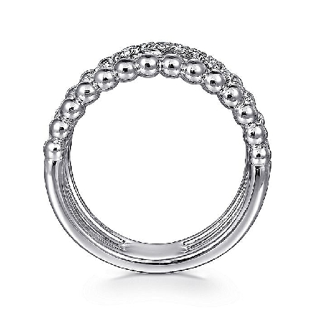Sterling Silver Gabriel Bujukan Criss Cross Band w/White Sapphire=.64ctw Size 6.5 #LR52537SVJWS (S2257270)