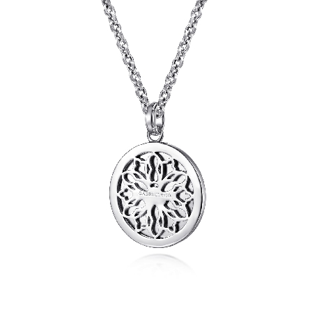 Sterling Silver Gabriel 22inch Compass Pendant Necklace w/Black Spinel =.14ctw #NKM2104-22SVJBS (S2245756) 
