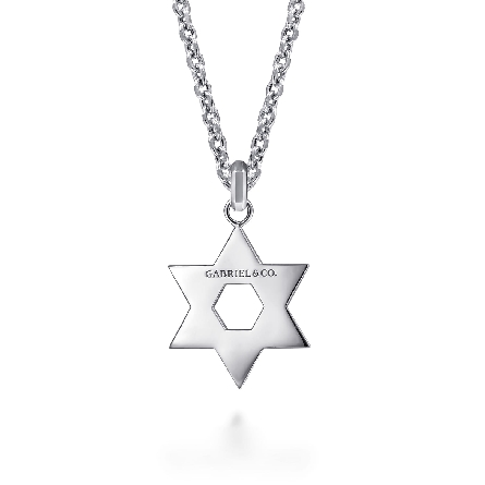 Sterling Silver Mens 22inch Star of David Pendant Necklace #NKM2119-22SVJJJ (S2245578)