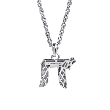 Sterling Silver 22inch Gabriel Chai Pendant Necklace #NKM2163-22SVJJJ (S2241739)