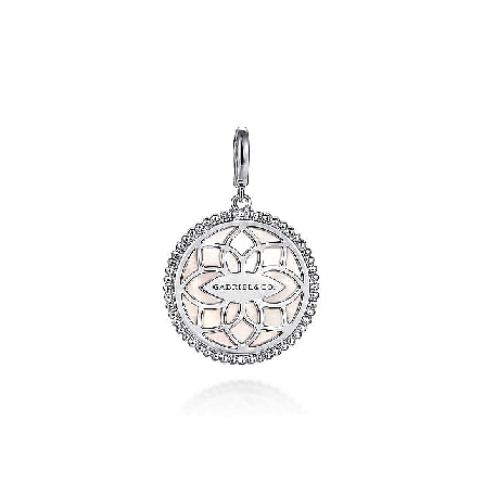 Sterling Silver Gabriel Bujukan 24mm Medallion Enhancer Pendant w/White Mother-of-Pearl=4.40ct and White Sapphire=.07tw (Chain not included)#PT6638SVJMC (2245406) 