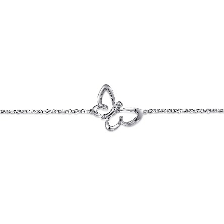 Sterling Silver Adjustable 6.5-7inch Butterfly Chain Bracelet w/White Sapphire=.03ct #TB3218SVJWS (S2264497)