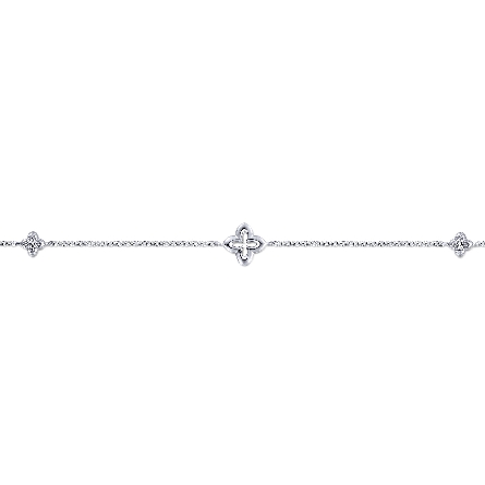 Sterling Silver Gabriel Adjustable 6.5-7inch Clover Station Bracelet w/White Sapphire=.16ct #TB4356SVJWS (S2259165)
