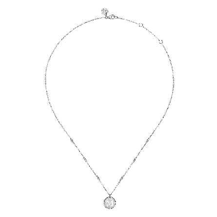 Sterling Silver Gabriel Bujukan Initial M Medallion Pendant 15.5-17.5inch Necklace #NK7925M-SVJJJ (S2285783)