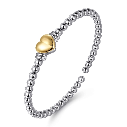 Sterling Silver and 14K Yellow Gold 6inch Gabriel Bujukan Heart Bangle Bracelet #BG5212-6MZJJJ (S2331235)