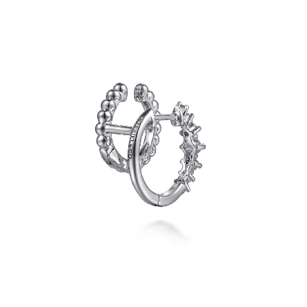 Sterling Silver Gabriel 15mm Bujukan 2 Row Cuff Huggie Hoop Earrings w/Swiss Blue Topaz=.45ctw #EG15427SVJBT (S2320289)