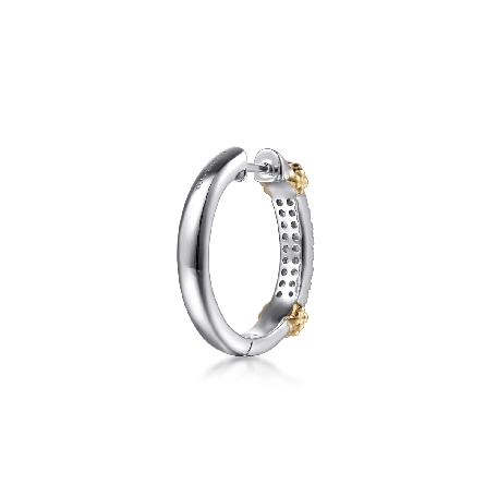 Sterling Silver and 14K Yellow Gold Gabriel 20mm Bujukan Hoop Earrings w/White Sapphires=.45ctw #EG15538MZJWS (S2311716)