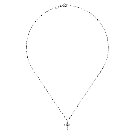 Sterling Silver Gabriel Bujukan Cross Necklace w/Diams=.03ctw SI2 H-I Adjustable 15.5-17.5inch #NK6927SV5JJ (S2330983)