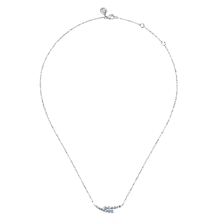 Sterling Silver Gabriel Adjustable 15.5-17.5inch Bujukan Bypass Bar Necklace w/Swiss Blue Topaz=.27ctw #NK7906SVJBT (S2301541)