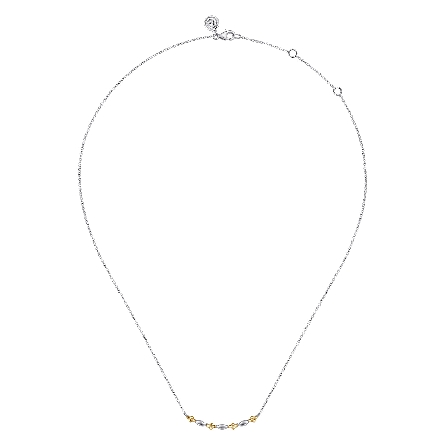 Sterling Silver and 14K Yellow Gold Gabriel Adjustable 15.5-17.5inch Bujukan Curved Bar Necklace #NK7914MZJJJ (S2298810)