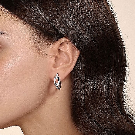 Sterling Silver Gabriel 20mm Chain Link Hoop Earrings w/White Sapphire=.17ctw #EG15006SVJWS (S2301689)