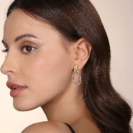 Sterling Silver and 14K Yellow Gold Bujukan  Octagon Stud Drop Earrings #EG15304MZJJJ (S2113643)